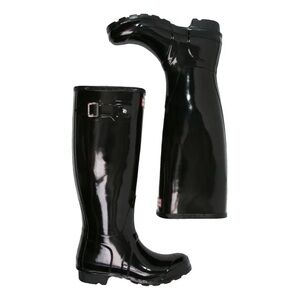 Hunter Original Black Gloss Tall Boots Size 5F